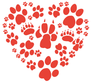 Paw Illustration in shape of a heart